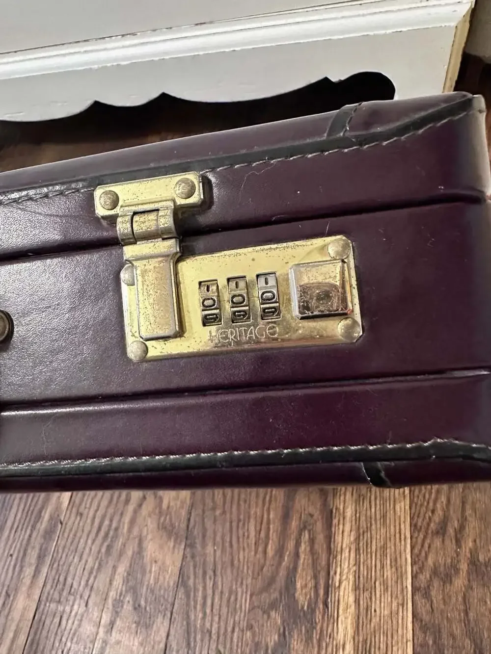 Vintage Heritage Top Grain Leather Hard Shell Briefcase in Burgundy